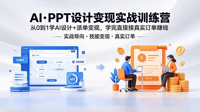 （18458期）AI·PPT设计变现实战训练营，从0到1学AI设计+派单变现，学完直接接真实订单赚钱-齐力副业
