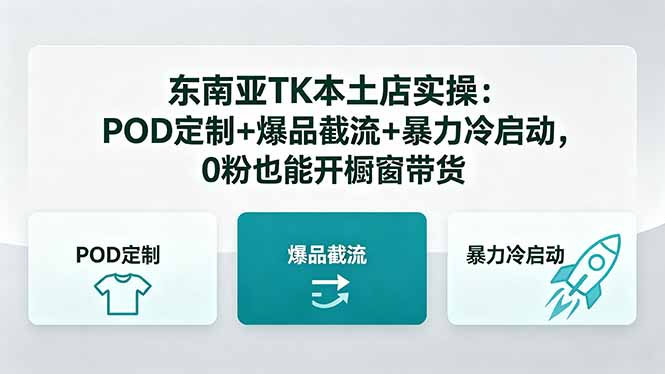 （18488期）东南亚TK本土店实操-5月更新：POD定制+爆品截流+暴力冷启动，0粉也能开橱窗带货-齐力副业