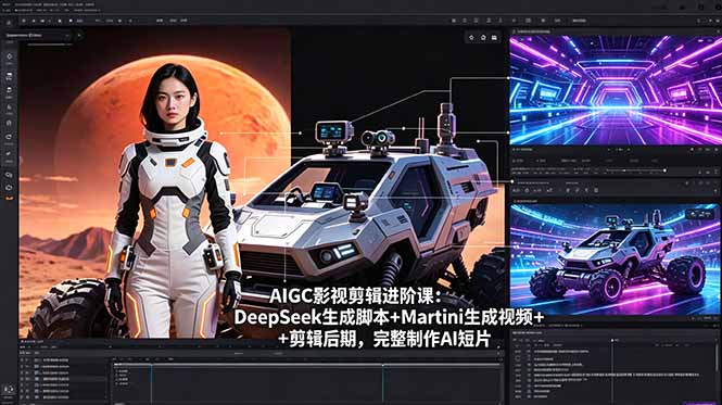 （18475期）AIGC影视剪辑进阶课：DeepSeek生成脚本+Martini生成视频+剪辑后期，完整制作AI短片-齐力副业
