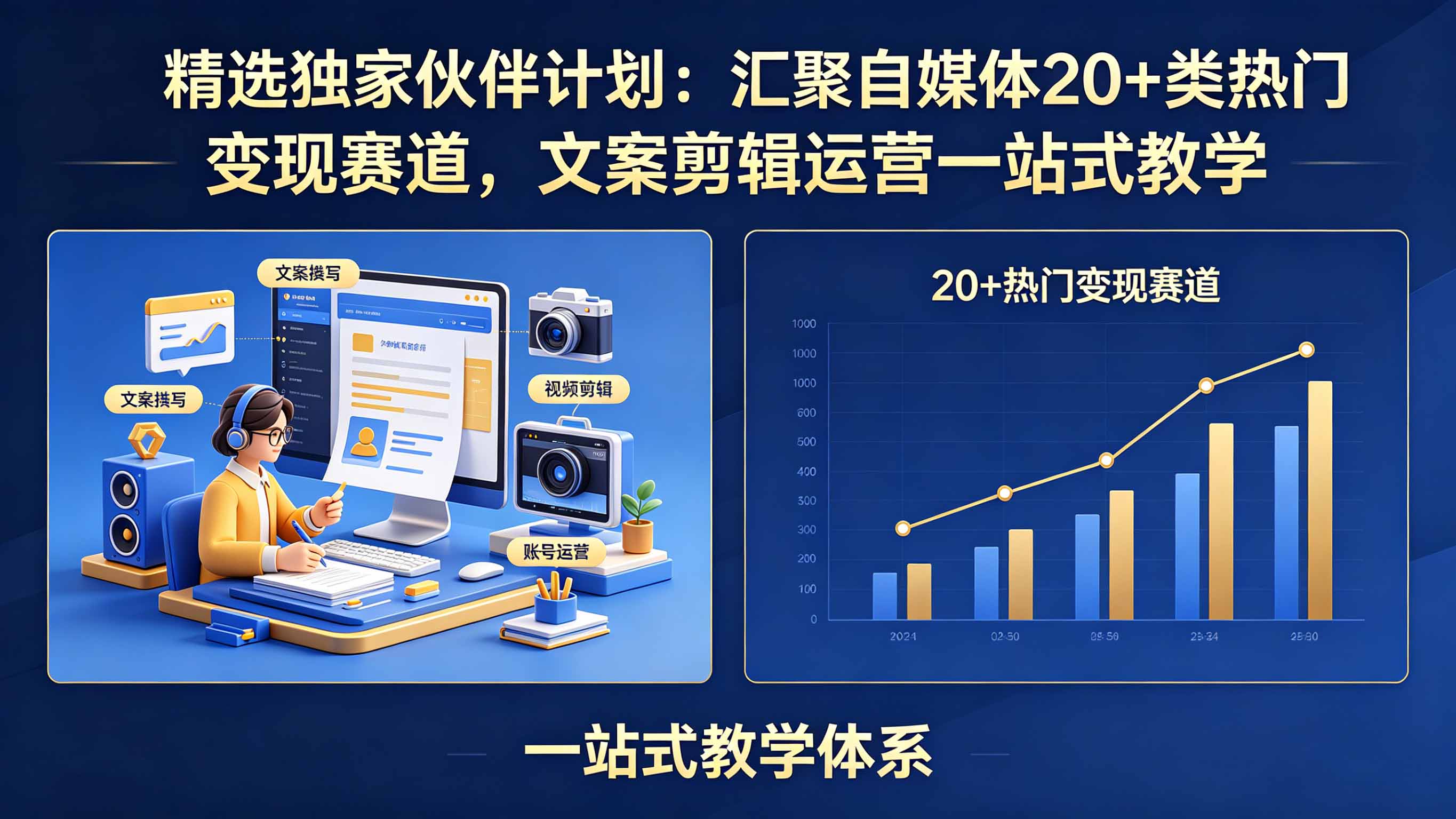 （18478期）精选独家伙伴计划：汇聚自媒体20+类热门变现赛道，文案剪辑运营一站式教学-齐力副业