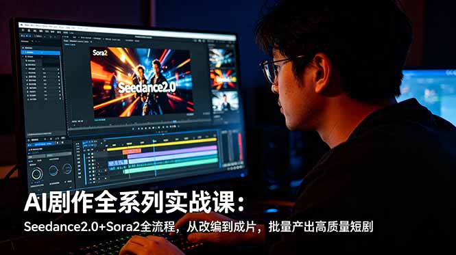 (18647期)AI剧作全系列实战课:Seedance2.0+Sora2全流程,从改编到成片,批量产出高质量短剧-齐力副业