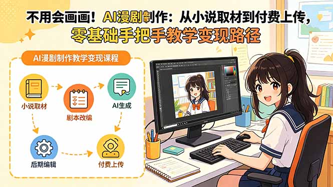 （18439期）不用会画画！AI漫剧制作：从小说取材到付费上传，零基础手把手教学变现路径-齐力副业