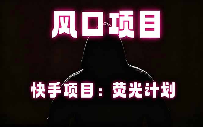 (18560期)快手风口项目,荧光计划托管,长期稳定,适合批量做-齐力副业
