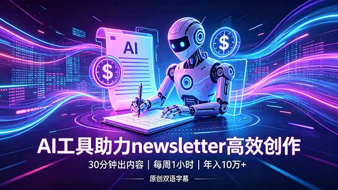 （18279期）做newsletter怕费时间？AI工具帮你30分钟出内容，每周1小时，年入10万+【原创双语字幕】-齐力副业