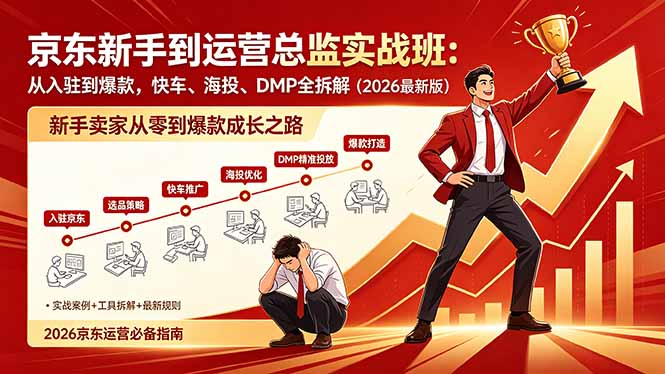 （18291期）京东新手到运营总监实战班：从入驻到爆款，快车、海投、DMP全拆解，2026最新版-齐力副业