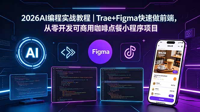 （18627期）2026AI编程实战教程｜Trae+Figma快速做前端，从零开发可商用咖啡点餐小程序项目-齐力副业