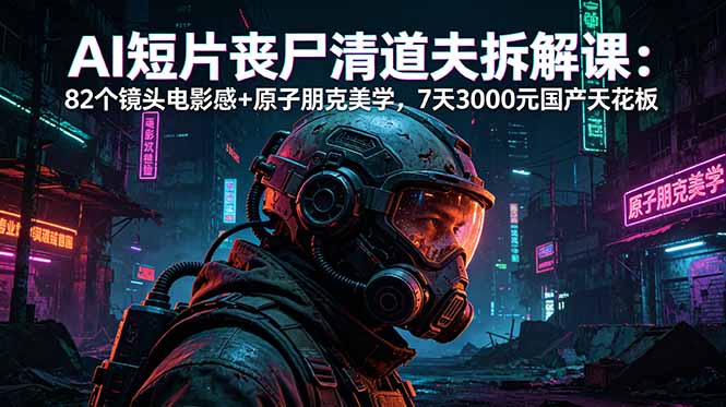 (18649期)AI短片《丧尸清道夫》拆解课:82个镜头电影感+原子朋克美学,7天3000元国产天花板-齐力副业