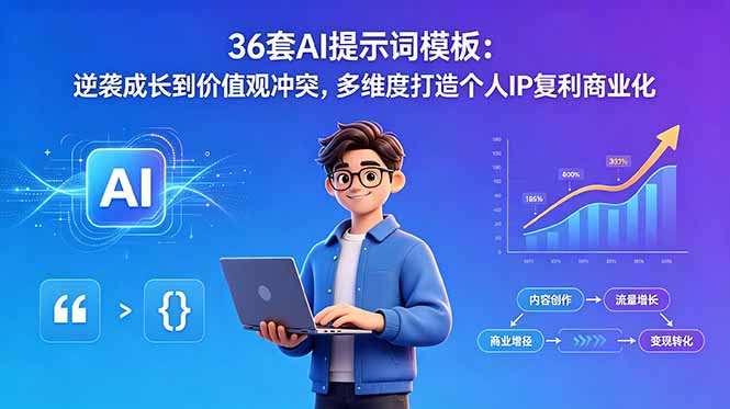 (18630期)36套AI提示词模板:逆袭成长到价值观冲突,多维度打造个人IP复利商业化-齐力副业