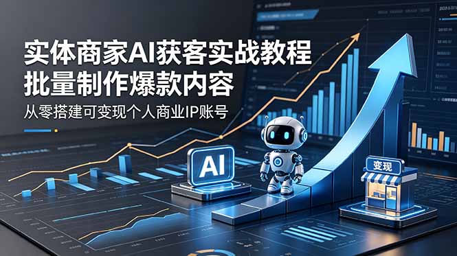 （18572期）实体商家AI获客实战教程：批量制作爆款内容，从零搭建可变现个人商业IP账号-齐力副业