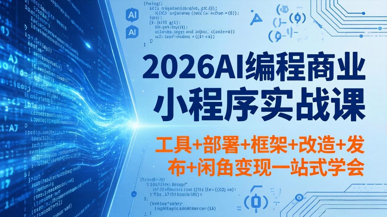 （18293期）2026AI编程商业小程序实战课，工具+部署+框架+改造+发布+闲鱼变现一站式学会-齐力副业
