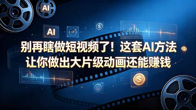(18549期)别再瞎做短视频了!这套 AI 方法让你做出大片级动画还能赚钱【原创双语字幕】-齐力副业
