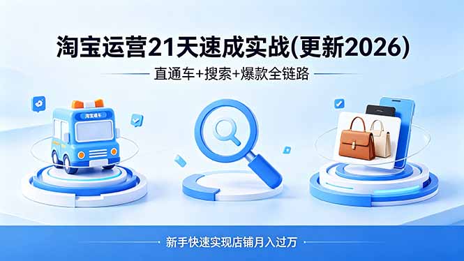 （18316期）淘宝运营21天速成实战(更新4月)，直通车+搜索+爆款全链路，新手快速实现店铺月入过万-齐力副业