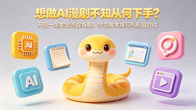 (18550期)想做AI漫剧不知从何下手?开局一条蛇全流程拆解,学会脚本撰写与剪辑合成-齐力副业