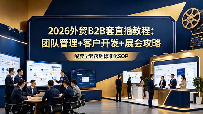 (18994期)2026外贸B2B套直播教程:团队管理+客户开发+展会攻略,配套全套落地标准化SOP-齐力副业