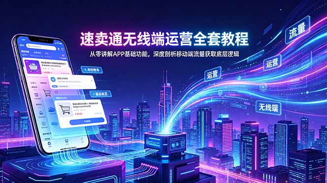 (18904期)速卖通无线端运营全套教程,从零讲解APP基础功能,深度剖析移动端流量获取底层逻辑-齐力副业