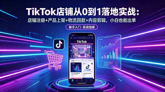 (18862期)TikTok店铺从0到1落地实战:店铺注册+产品上架+物流回款+内容剪辑,小白也能出单-齐力副业