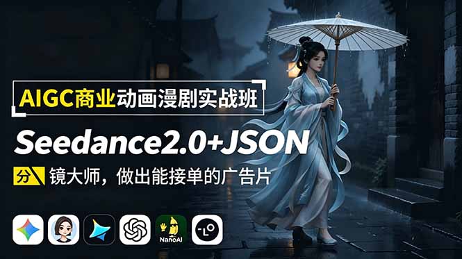 (18849期)AIGC商业动画漫剧实战班:Seedance2.0+JSON分镜大师,做出能接单的广告片-齐力副业