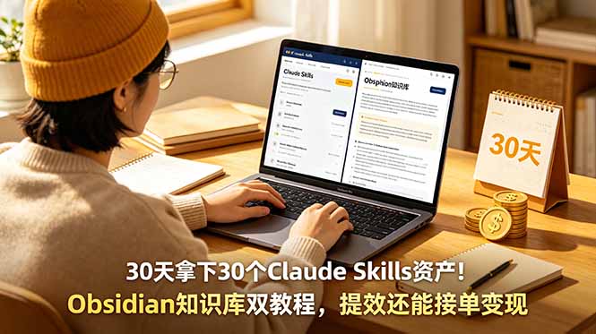(18886期)30天拿下30个Claude Skills资产!Obsidian知识库双教程,提效还能接单变现-齐力副业
