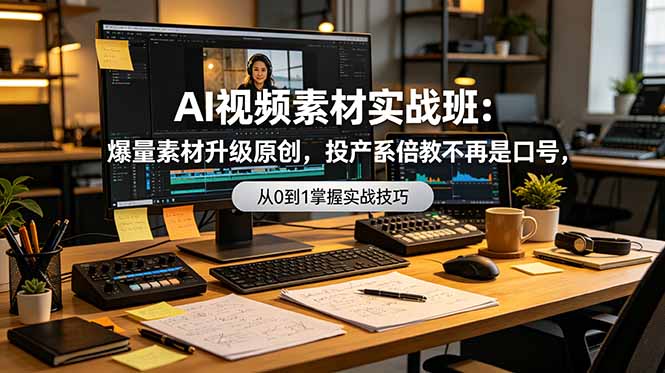 （19085期）AI视频素材实战班：爆量素材升级原创，投产翻倍不再是口号，0-1系统教学实战落地-齐力副业