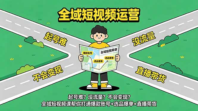 (18877期)起号难?没流量?不会变现?全域短视频课帮你打通爆款账号+选品爆单+直播带货-齐力副业