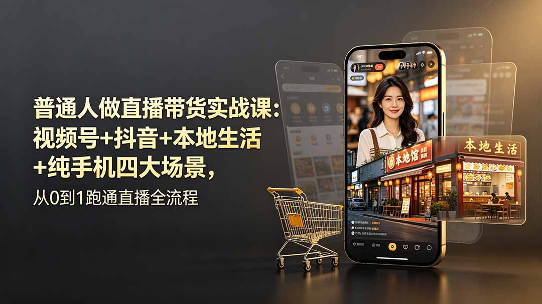（19111期）普通人做直播带货实战课：视频号+抖音+本地生活+纯手机四大场景，从0到1跑通直播全流程-齐力副业