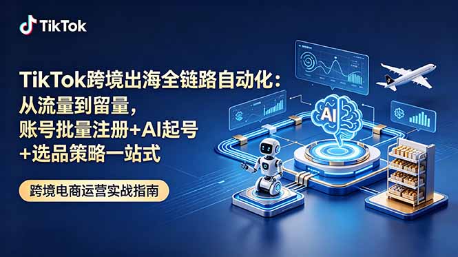 (18907期)TikTok跨境出海全链路自动化:从流量到留量,账号批量注册+AI起号+选品策略一站式-齐力副业