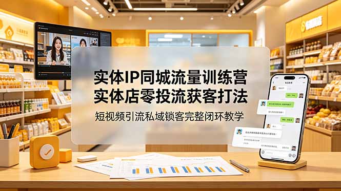 （18999期）实体IP同城流量训练营：实体店零投流获客打法，短视频引流私域锁客完整闭环教学-齐力副业