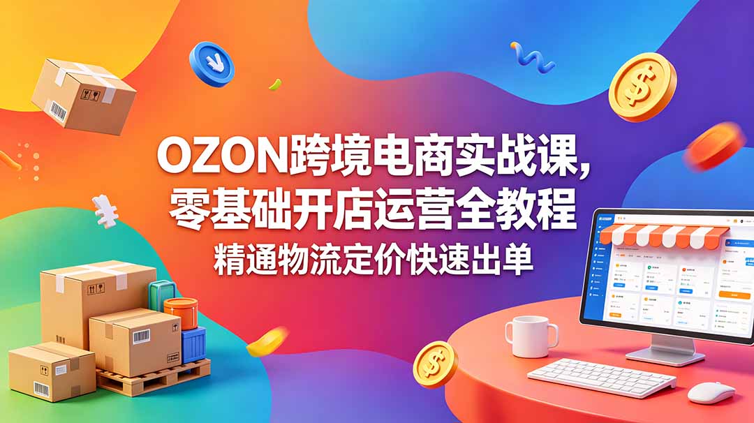 （18746期）OZON 跨境电商实战课，零基础开店运营全教程，精通物流定价快速出单-齐力副业