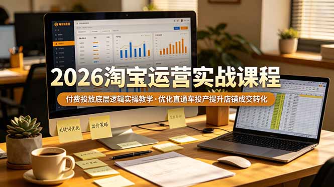 （19075期）2026 淘宝运营实战课程，付费投放底层逻辑实操教学，优化直通车投产提升店铺成交转化-齐力副业