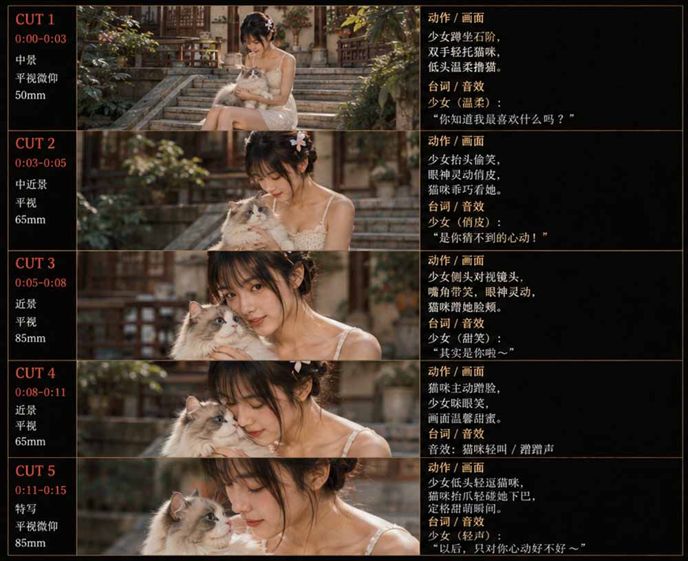 (18909期)美女和猫故事提示词,人物一致性提示词+故事板插图1 (18909期)美女和猫故事提示词,人物一致性提示词+故事板插图1