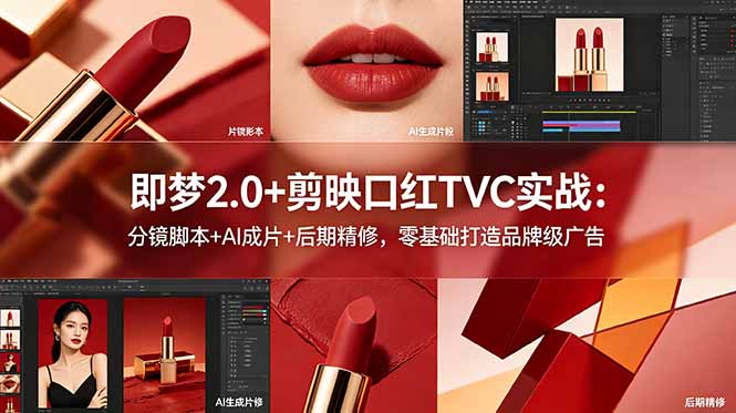 （18729期）即梦2.0+剪映口红TVC实战：分镜脚本+AI成片+后期精修，零基础打造品牌级广告-齐力副业
