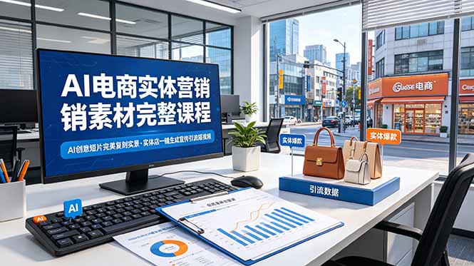 （19076期）AI电商实体营销素材完整课程，AI创意短片完美复刻实景，实体店一键生成宣传引流短视频-齐力副业