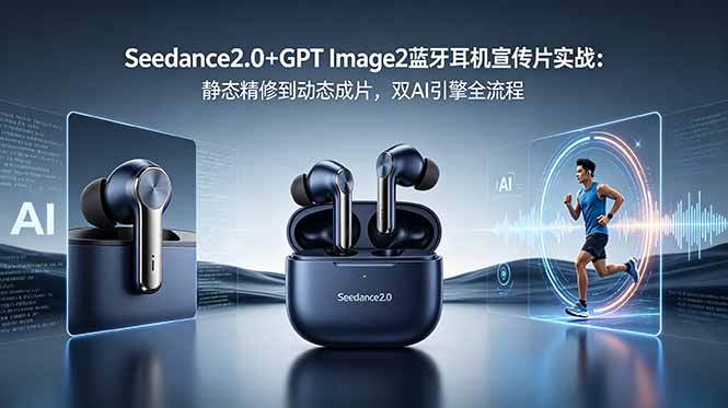 （18730期）Seedance2.0+GPT Image2蓝牙耳机宣传片实战：静态精修到动态成片，双AI引擎全流程-齐力副业