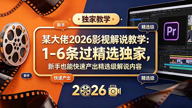 (18946期)某大佬2026影视解说教学:1-6条过精选独家,新手也能快速产出精选级解说内容-齐力副业