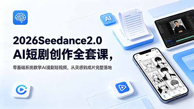 (18958期)2026Seedance2.0AI短剧创作全套课,零基础系统教学AI漫剧短视频,从灵感到成片完整落地-齐力副业