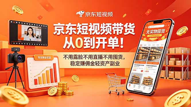 (18895期)京东短视频带货从0到开单!不用露脸不用直播不用囤货,稳定赚佣金轻资产副业-齐力副业