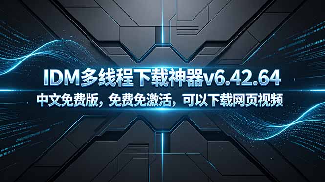 (18688期)IDM多线程下载神器v6.42.64中文免费版,免费免激活,可以下载网页视频(例如飞书文档内的视频)-齐力副业