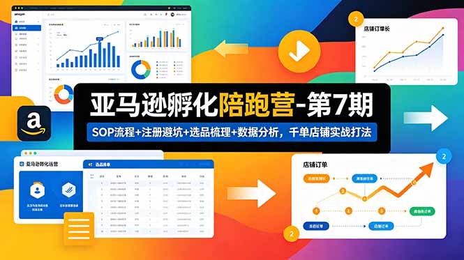 （18752期）亚马逊孵化陪跑营-第7期：SOP流程+注册避坑+选品梳理+数据分析，千单店铺实战打法-齐力副业