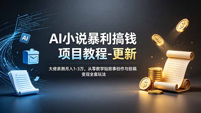 (19030期)AI小说暴利搞钱项目教程-更新,大佬亲测月入1-3万,从零教学短故事创作与投稿变现全套玩法-齐力副业