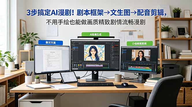 (18866期)3步搞定AI漫剧!剧本框架→文生图→配音剪辑,不用手绘也能做画质精致剧情流畅漫剧-齐力副业