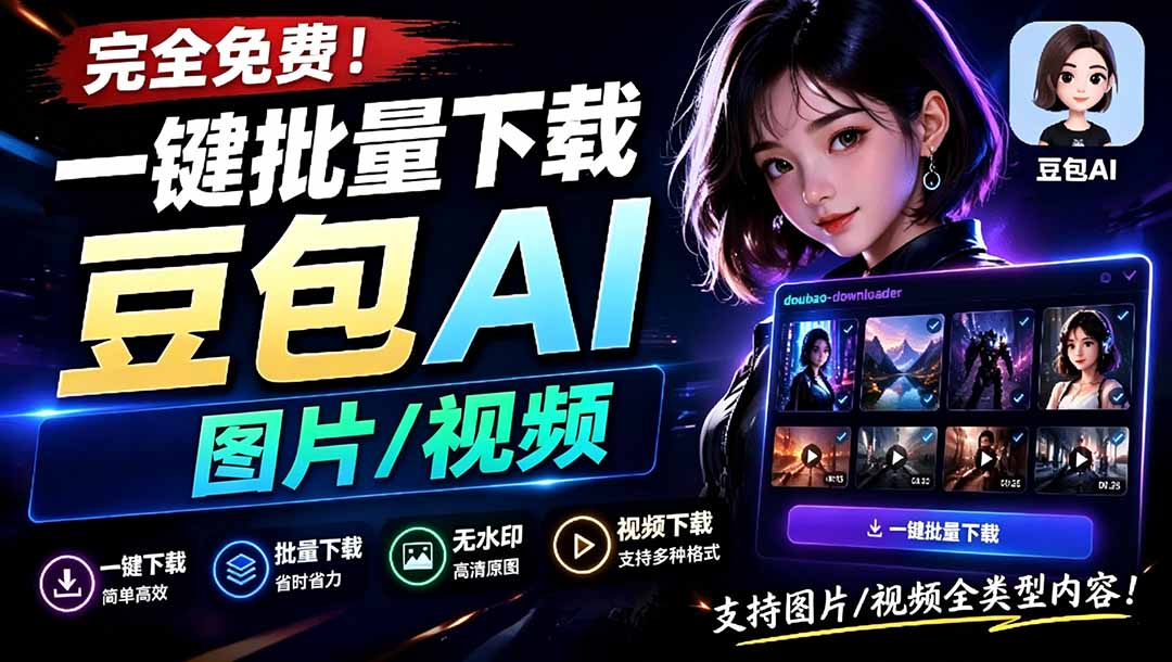 （19107期）Github最新发布！一键批量下载豆包AI无水印图片/视频，简单易用，自动解析提示词，doubao-downloader-齐力副业