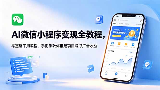 (18773期)AI微信小程序变现全教程,零基础不用编程,手把手教你搭建项目赚取广告收益-齐力副业