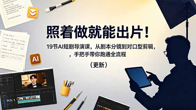 （18694期）照着做就能出片！19节AI短剧导演课，从剧本分镜到对口型剪辑，手把手带你跑通全流程（更新）-齐力副业