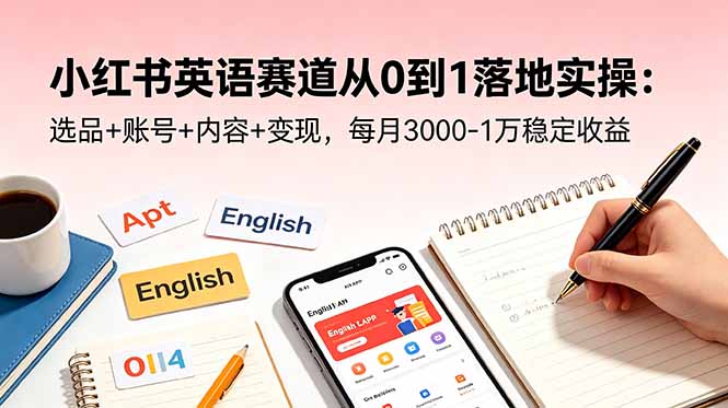 (18771期)小红书英语赛道从0到1落地实操:选品+账号+内容+变现,每月3000-1万稳定收益-齐力副业