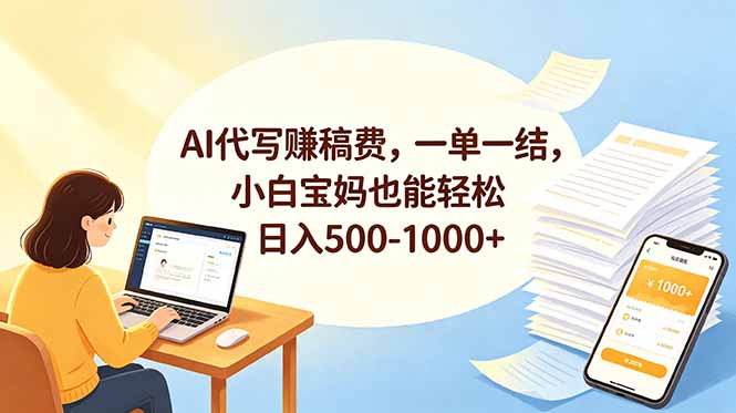 (18772期)AI代写赚稿费,一单一结,小白宝妈也能轻松日入500-1000+-齐力副业