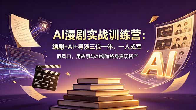 (19032期)AI漫剧实战训练营:编剧+AI+导演三位一体,一人成军 驭风口,用故事与AI铸造终身变现资产-齐力副业