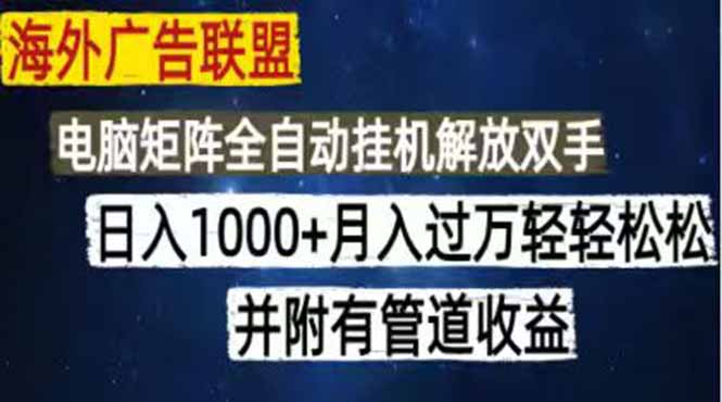 （18989期）海外广告联盟每天几分钟日入1000+无脑操作，可矩阵并附有管道收益-齐力副业