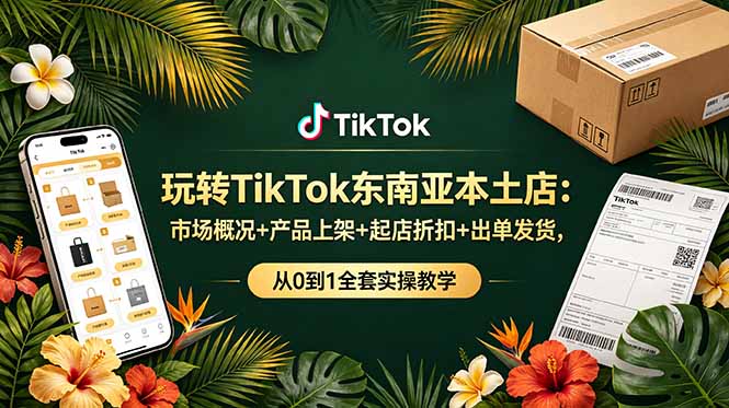 （19045期）玩转TikTok东南亚本土店：市场概况+产品上架+起店折扣+出单发货，从0到1全套实操教学-齐力副业