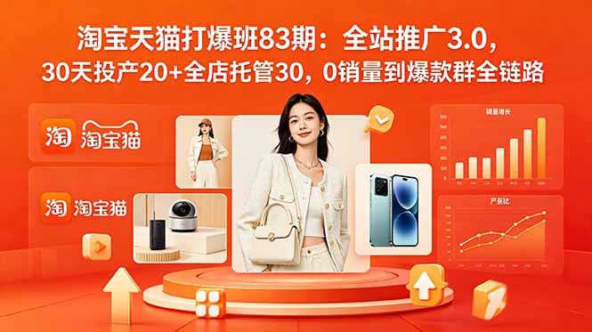 （18920期）2026淘宝天猫打爆班83期：全站推广3.0，30天投产20+全店托管30，0销量到爆款群全链路-齐力副业