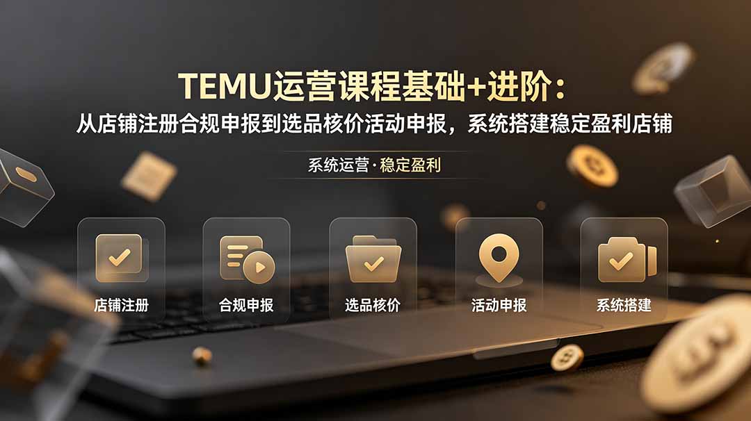 （19081期）TEMU运营课程（基础+进阶）：从店铺注册合规申报到选品核价活动申报，系统搭建稳定盈利店铺-齐力副业